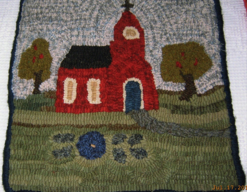 Country Church 
hooked by Vickie Lavigna